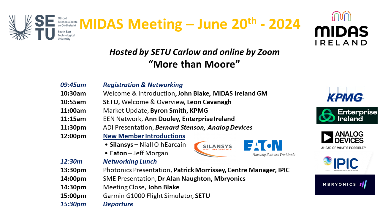 MIDAS Ireland Meeting June 20th (hybrid event) SETU Carlow MIDAS